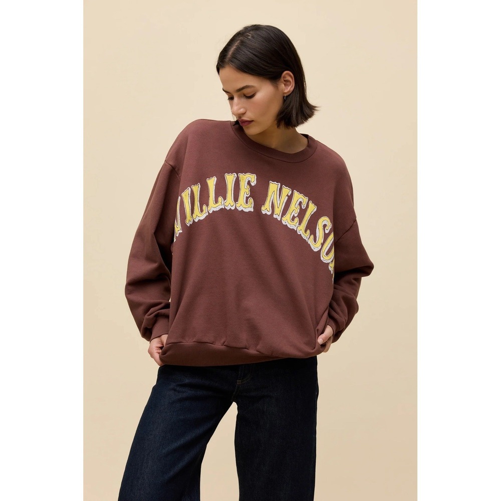 Daydreamer Willie Nelson in Austin Oversized Crew Sweatshirt Women's Sz L/XL